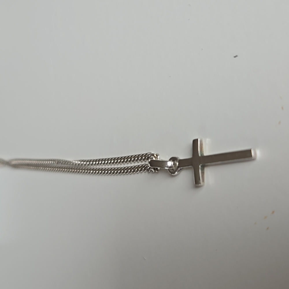 Vintage 925 Silver Cross Pendant Necklace (Unisex)